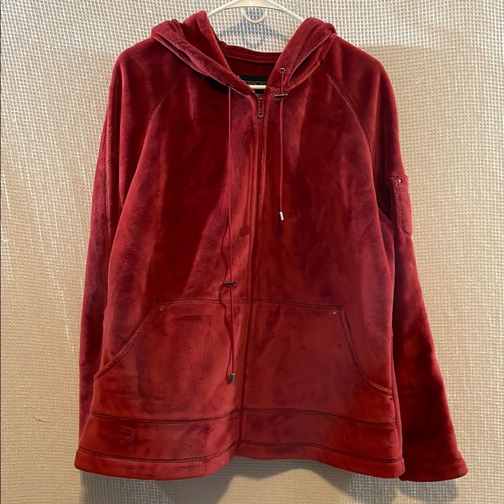 ❤️Plush Red Hoodie Kristen Blake xl ladies full zip up heavy